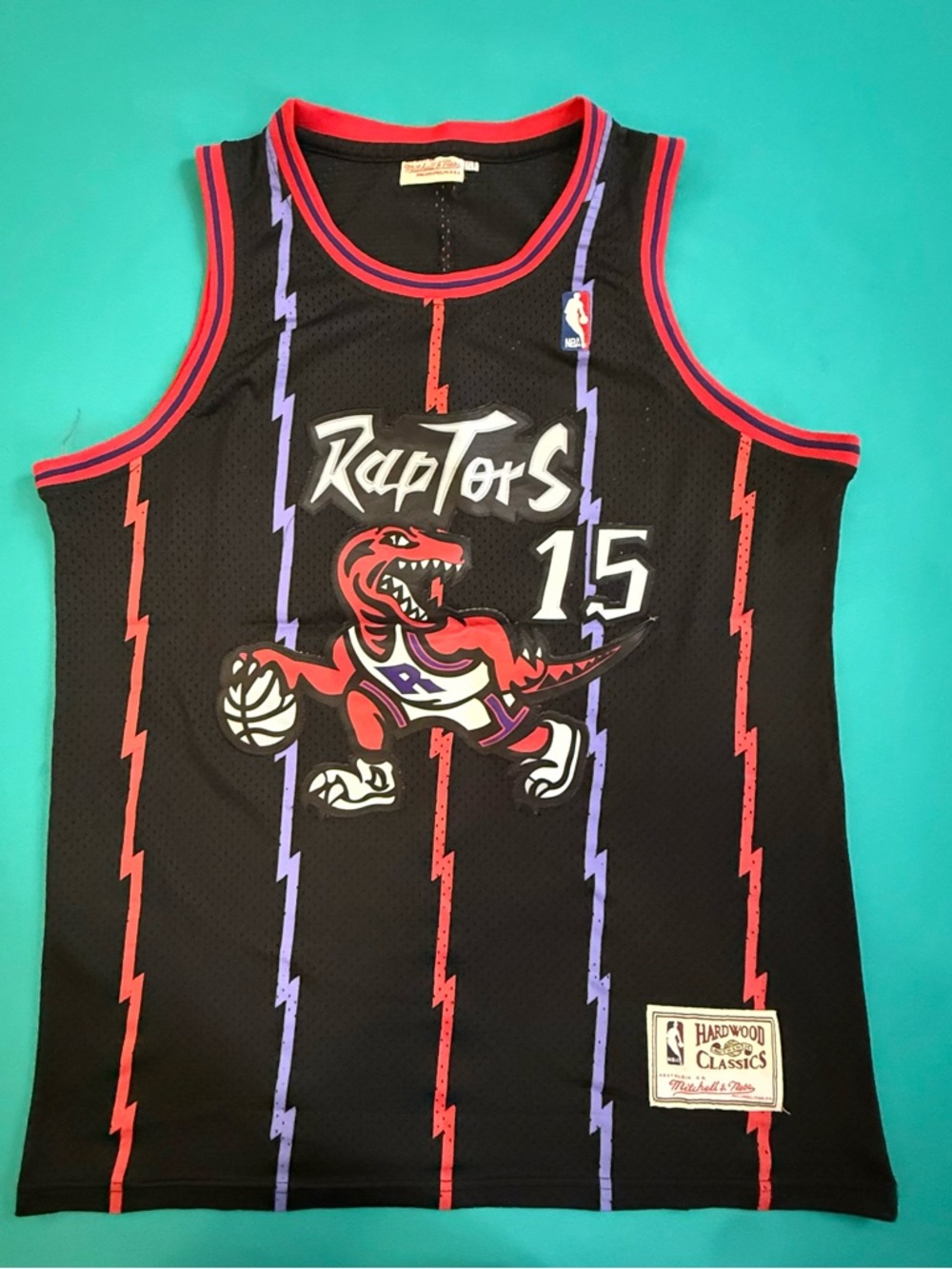Toronto Raptors Vince Carter #15 Hardwood Classics Jersey - Black/Red/Purple